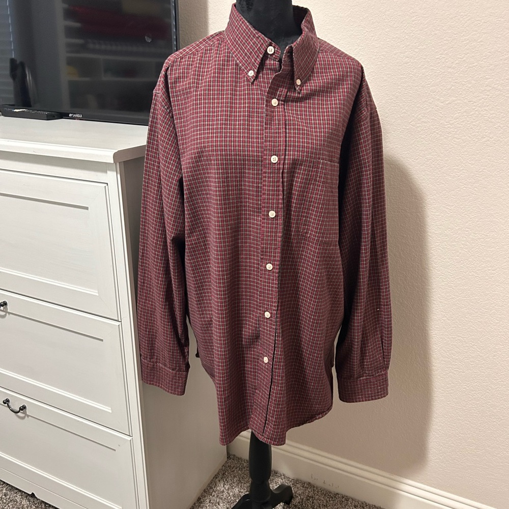 John Ashford Plaid Button Up Dress Shirt - Has Been dry cleaned only Size XL